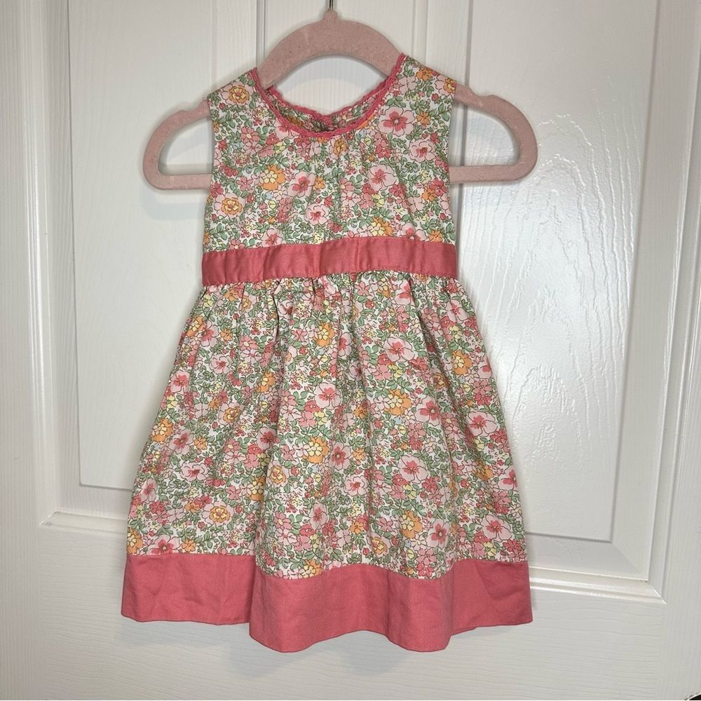 Y2K Osh Kosh Pink Orange Green Floral Fit & Flare Dress Sz 12 Months Boho Girly